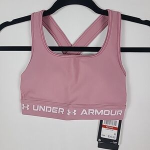 NEW Under Armour Women's Crossback Mid Sports Bra Pink Sz XS MSRP $35
